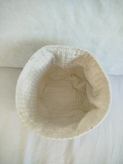 Cache pot panier artisanal cousu main tissu rayure vert sauge