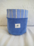 Cache pot panier artisanal cousu main tissu velours bleu