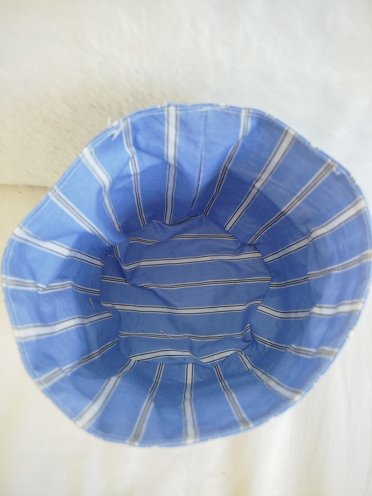 Cache pot panier artisanal cousu main tissu velours bleu