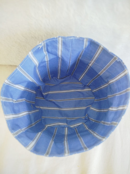 Cache pot panier artisanal cousu main tissu velours bleu