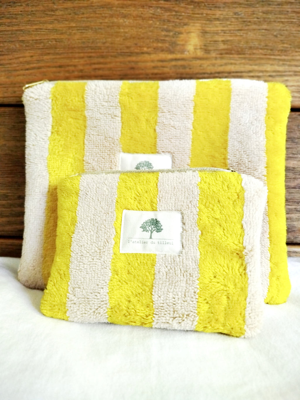Pochette zippée - Rayures jaune
