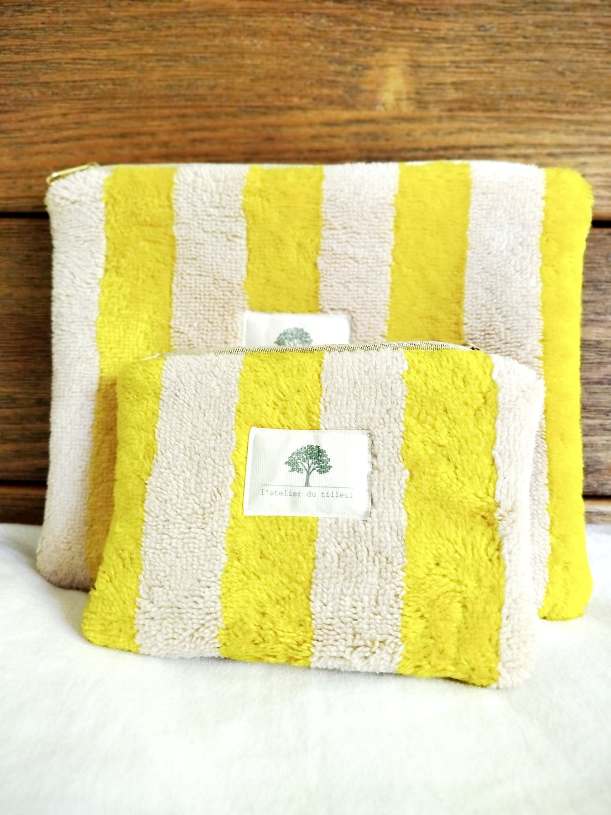 Pochette zippée - Rayures jaune