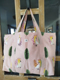 Sac de plage artisanal cousu main tissu rose