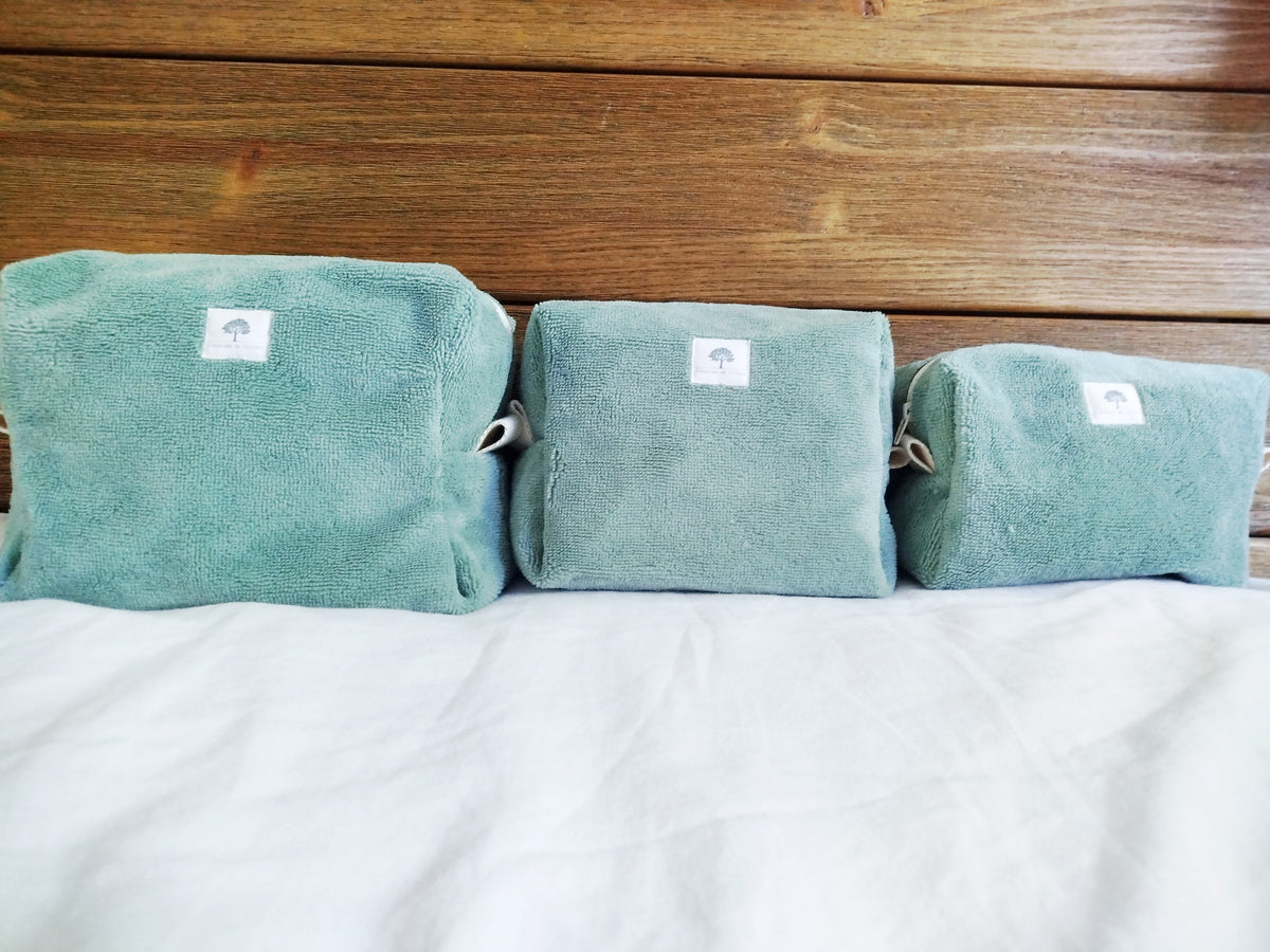 Trousse de Toilette Artisanale - Bambou vert sauge