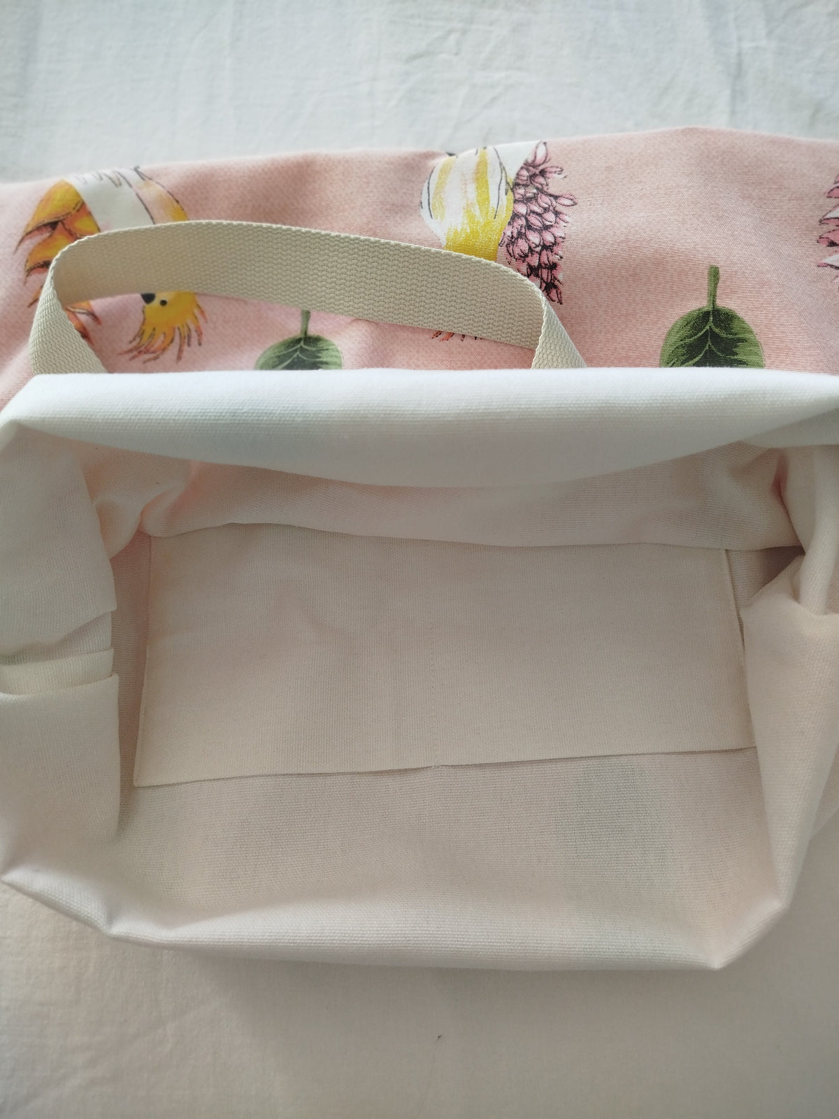 Tote bag artisanal cousu main tissu rose 
