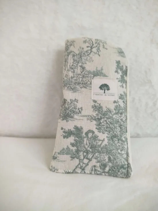 Etui à lunettes - Toile de Jouy verte