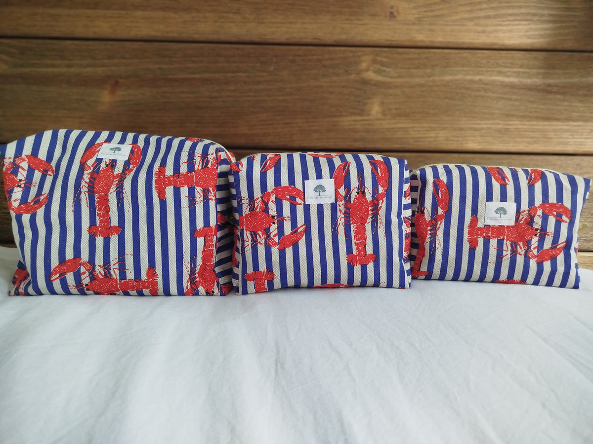 Trousse de toilette artisanale - Rayure bleue