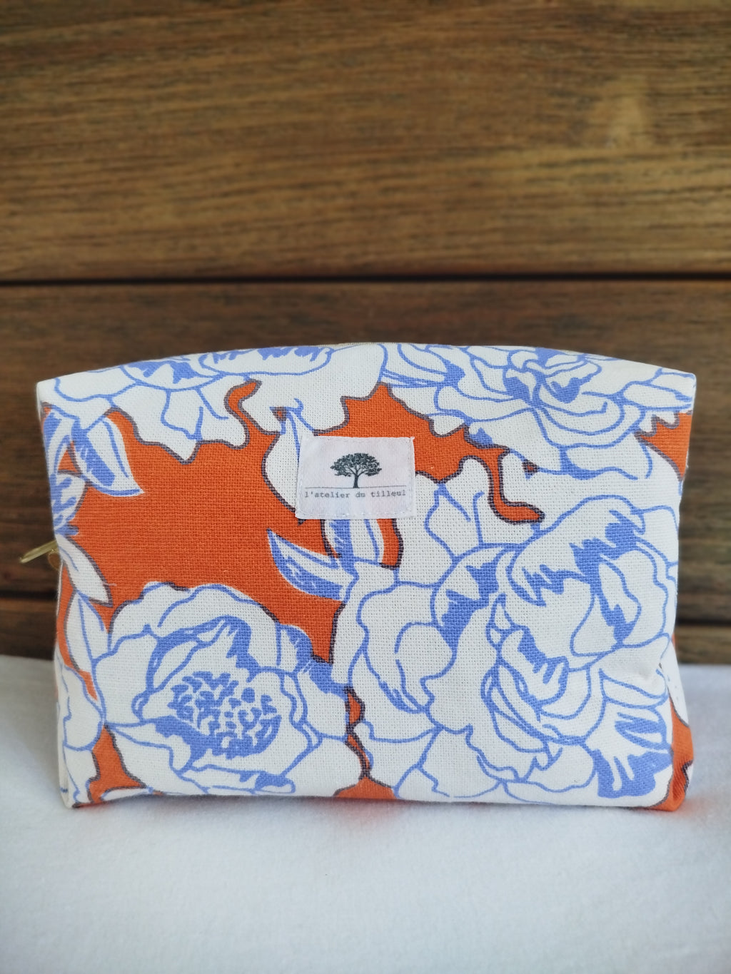 Trousse de toilette Artisanale - Fleurs bleues