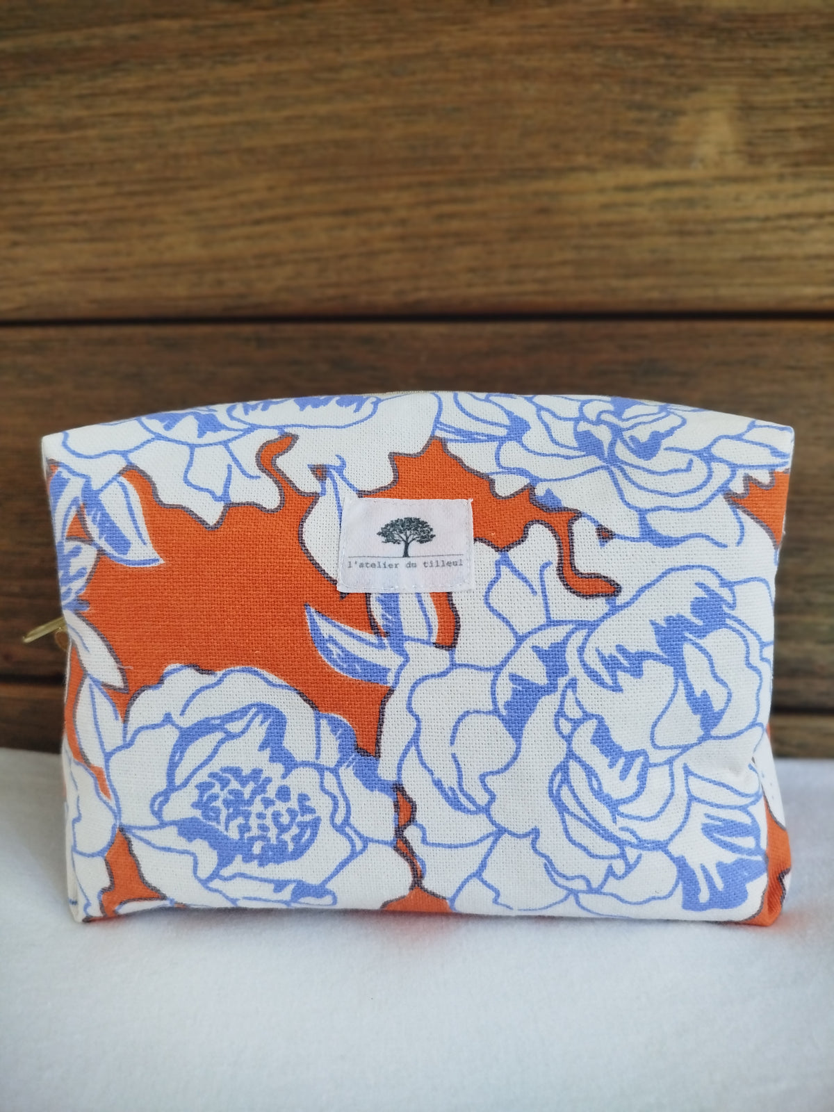 Trousse de toilette Artisanale - Fleurs bleues