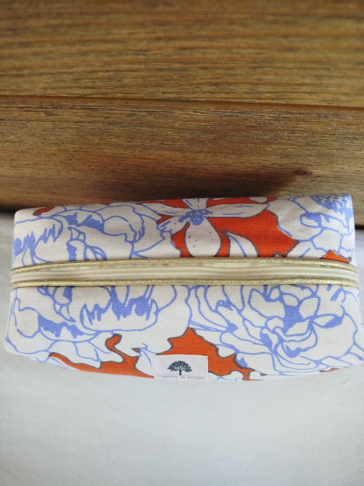 Trousse de toilette Artisanale - Fleurs bleues
