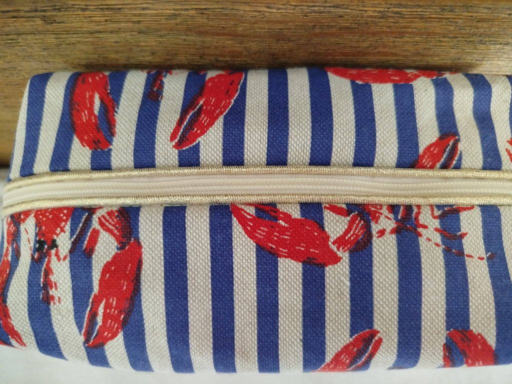 Trousse de toilette artisanale - Rayure bleue