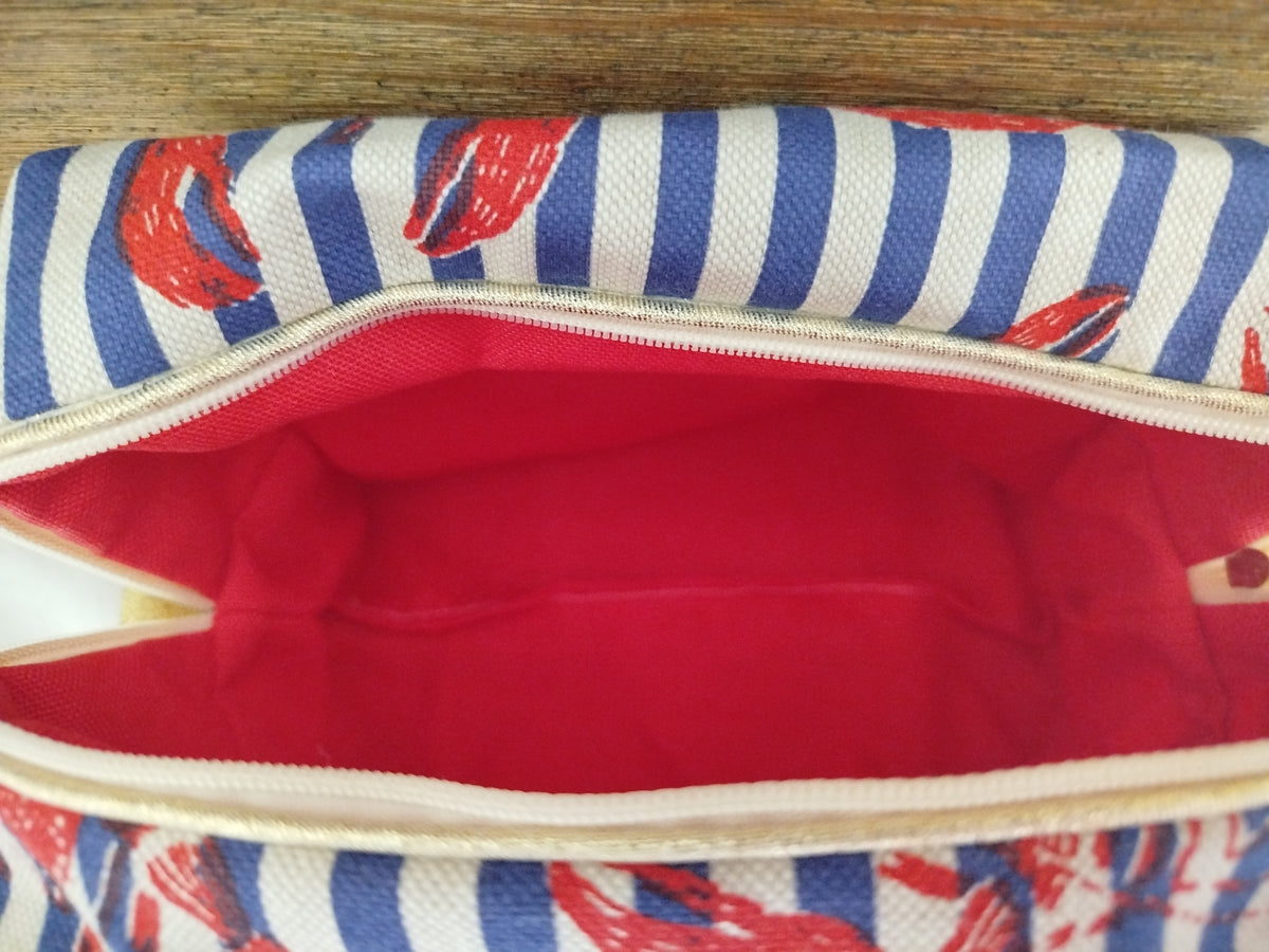 Trousse de toilette artisanale - Rayure bleue